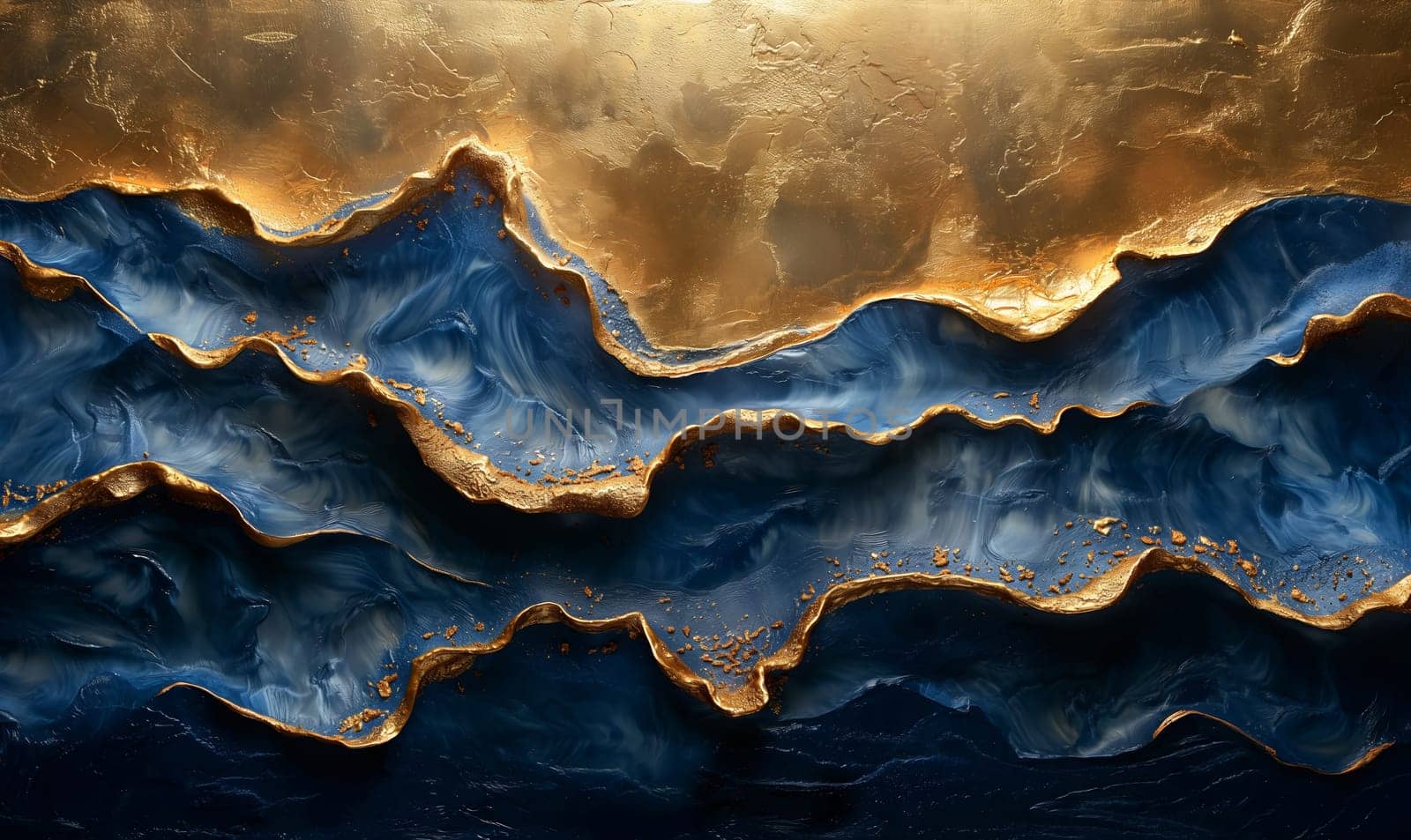 Blue and gold marble surface. by Fischeron