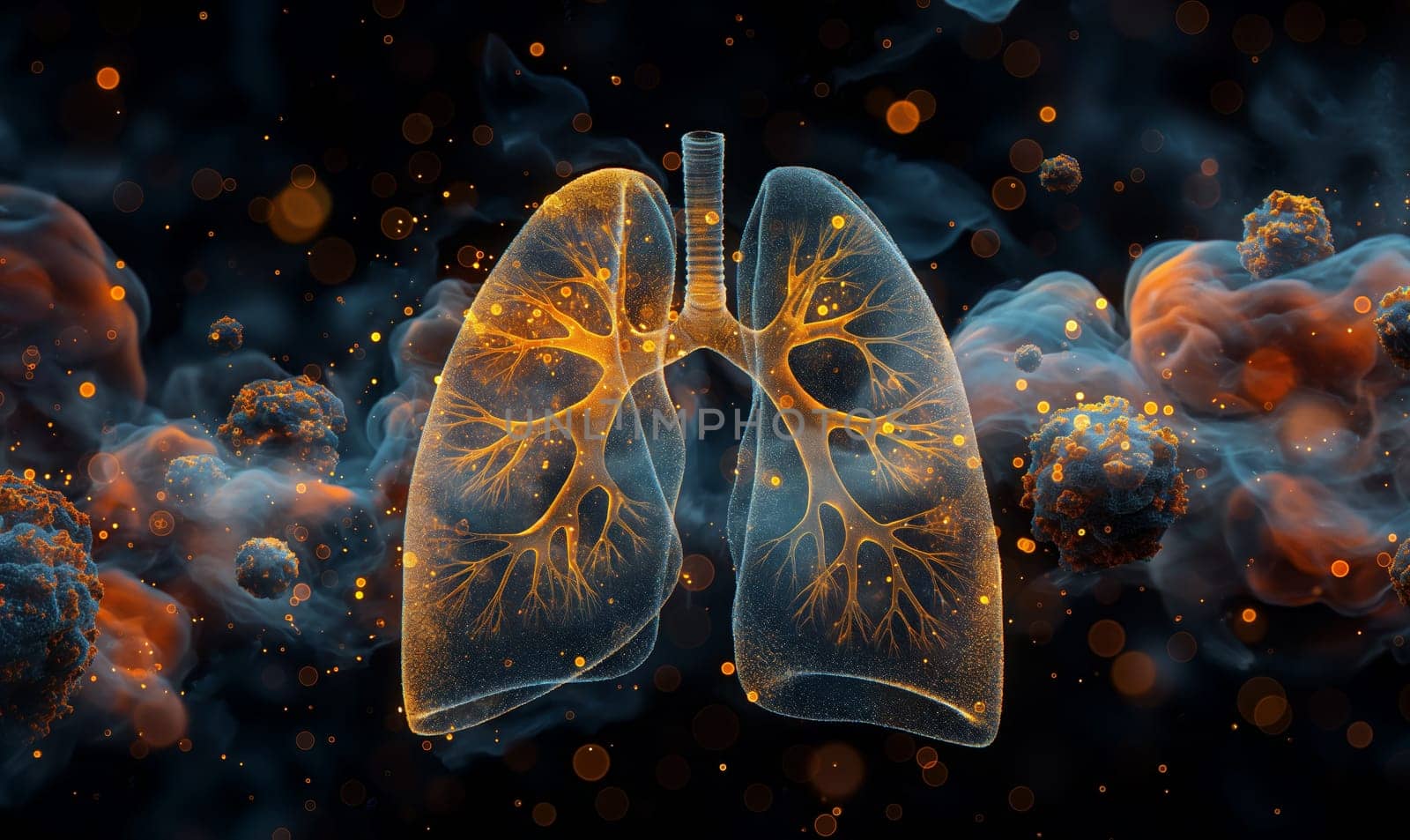 Human lungs on an abstract background. Selective focus