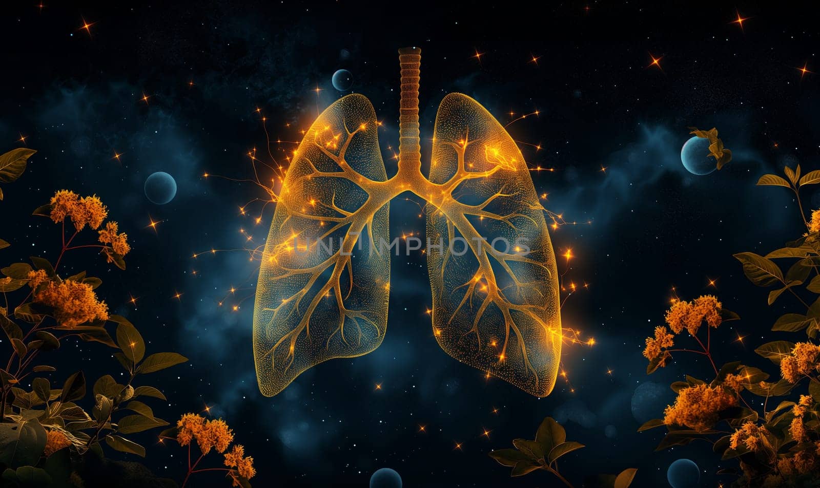 Human lungs on an abstract background. by Fischeron