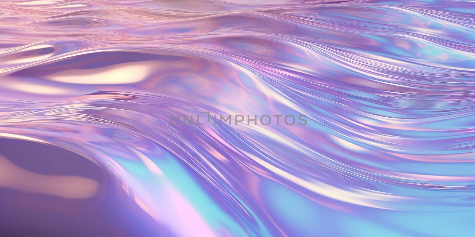 Abstract 3d render. Holographic chrome gradient water waves. Iridescent gradient digital art for banner background, wallpaper