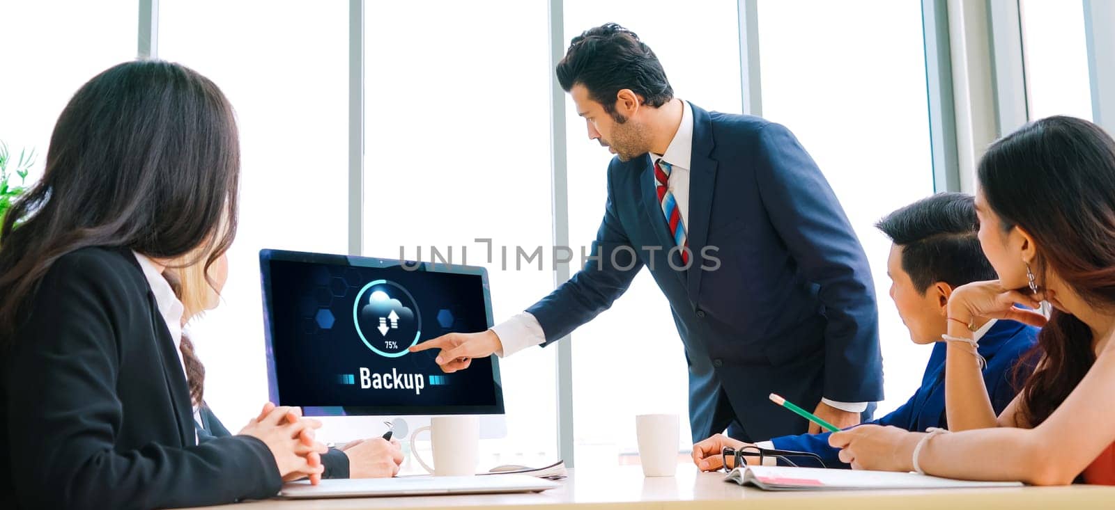 Backup Storage Data Internet Technology Business concept. Database storage cloud technology file data transfer sharing, cyber, big data information, internet banking application download upload snugly