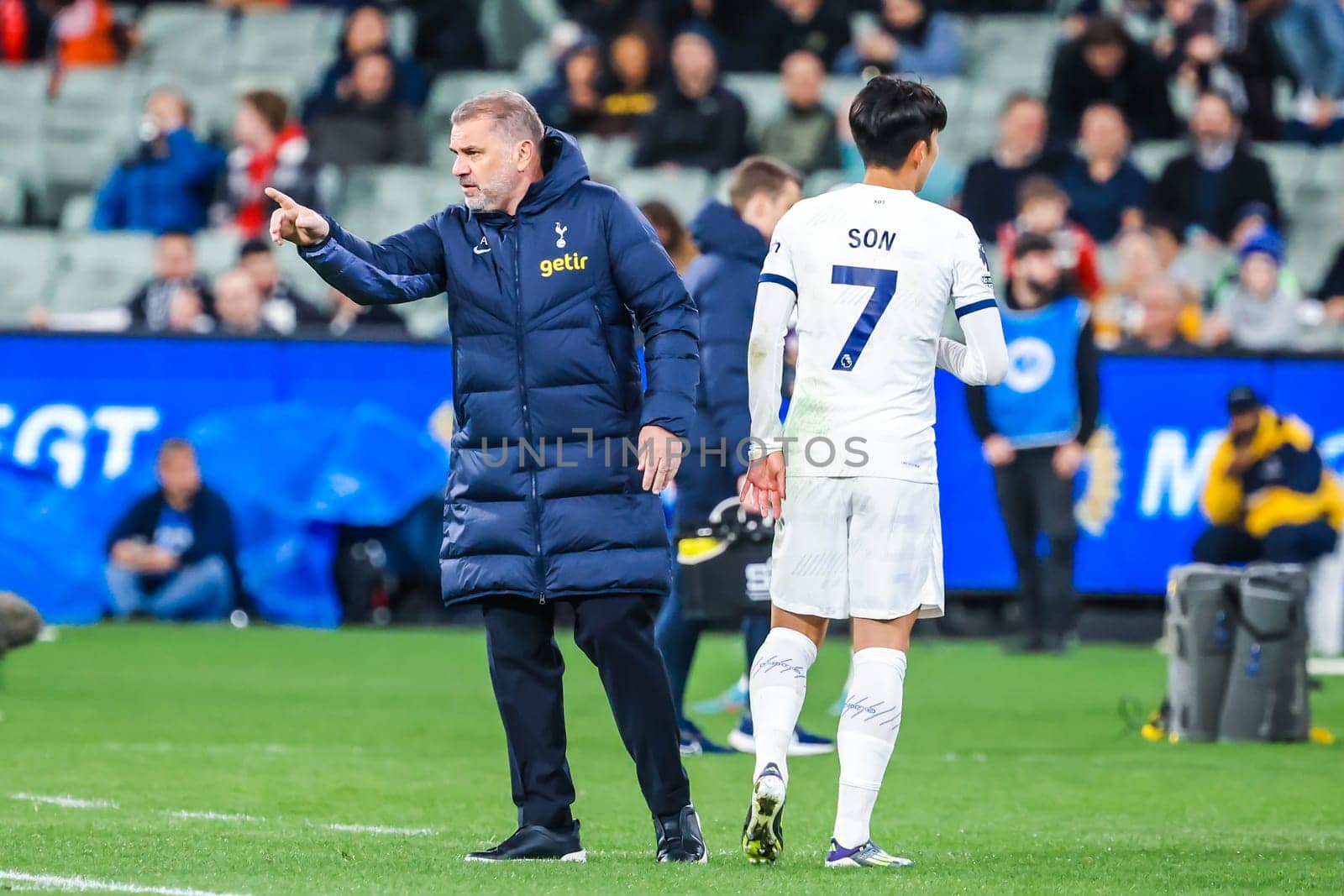 MELBOURNE, AUSTRALIA - MAY 22: Ange Postecoglou of Tottenham Hotspur shouts instructions to his players whilst playing Newcastle United during the Global Football Week at The Melbourne Cricket Ground on May 22, 2024 in Melbourne, Australia
