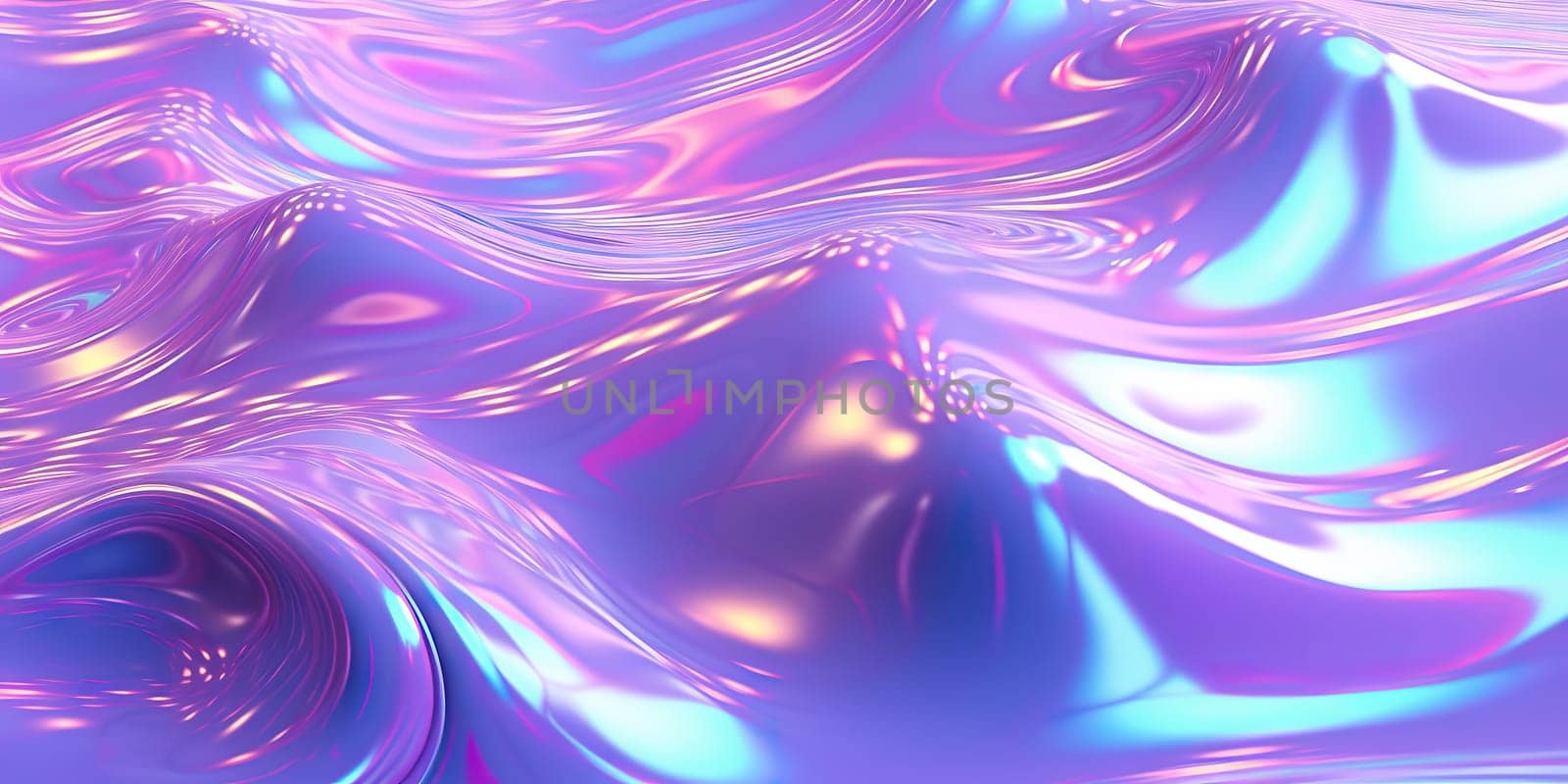 Abstract 3d render. Holographic chrome gradient water waves. Iridescent gradient digital art for banner background, wallpaper. by Artsiom