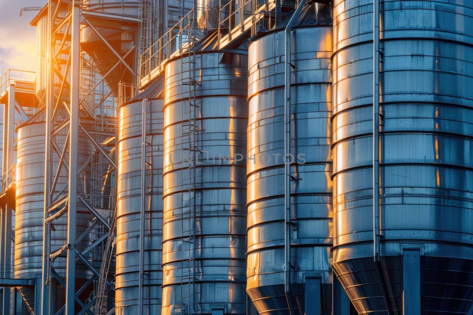 A large industrial building with a lot of tanks and pipes.