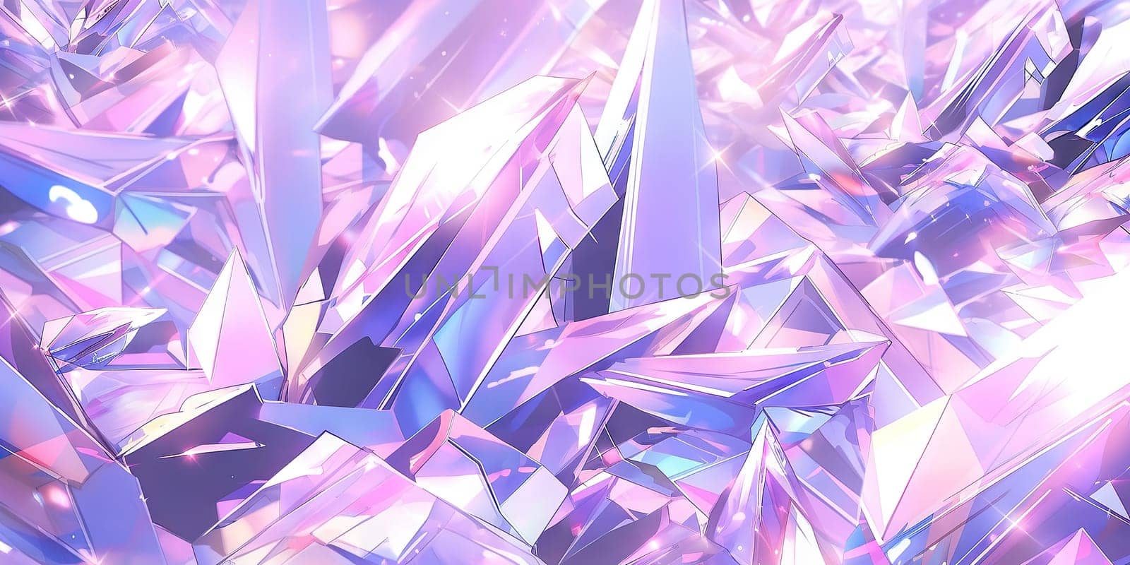 Holographic background with fairy crystal. Rainbow reflexes in pink and purple color. Abstract trendy pattern. Texture with magical effect