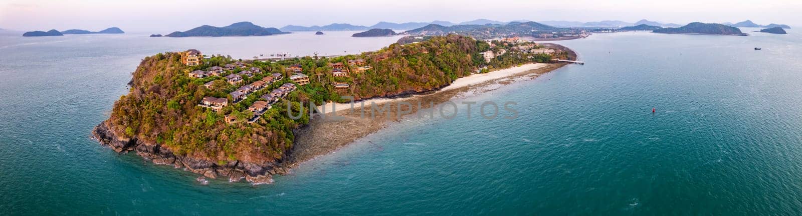 View of Cape Panwa beach at sunset, in Phuket, Thailand, south east Asia