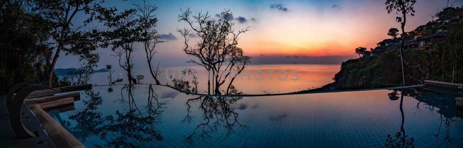 View of Cape Panwa beach at sunset, in Phuket, Thailand, south east Asia