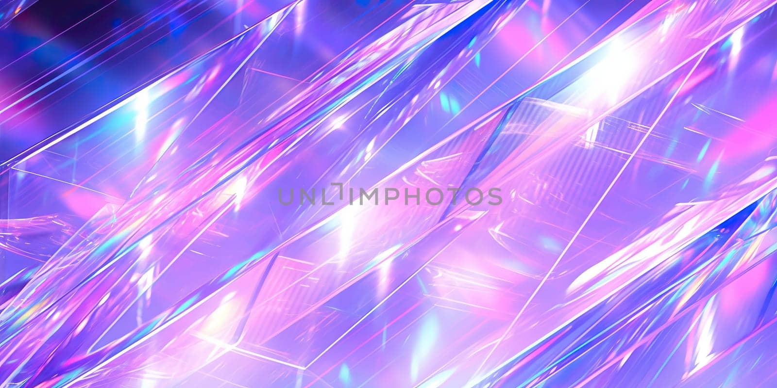 Holographic background with glass shards. Rainbow reflexes in pink and purple color. Abstract trendy pattern. Texture with magical effect. by Artsiom