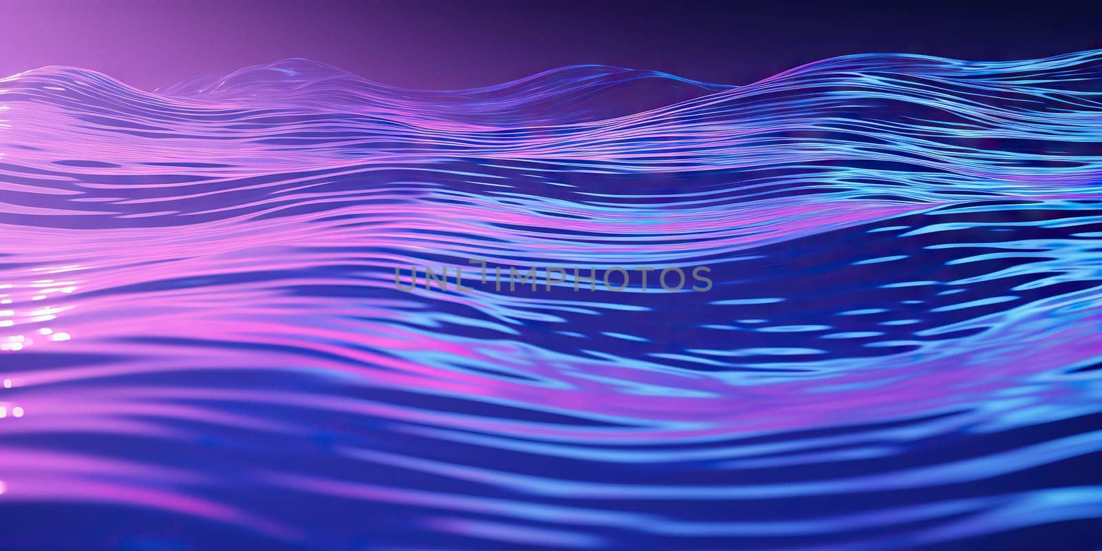 Abstract 3d render. Holographic chrome gradient water waves. Iridescent gradient digital art for banner background, wallpaper