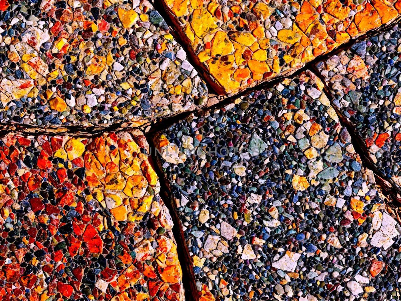 Stone isolated on transparent background. Breccia A colorful breccia with angular fragments of different rocks floating and backlit to show.