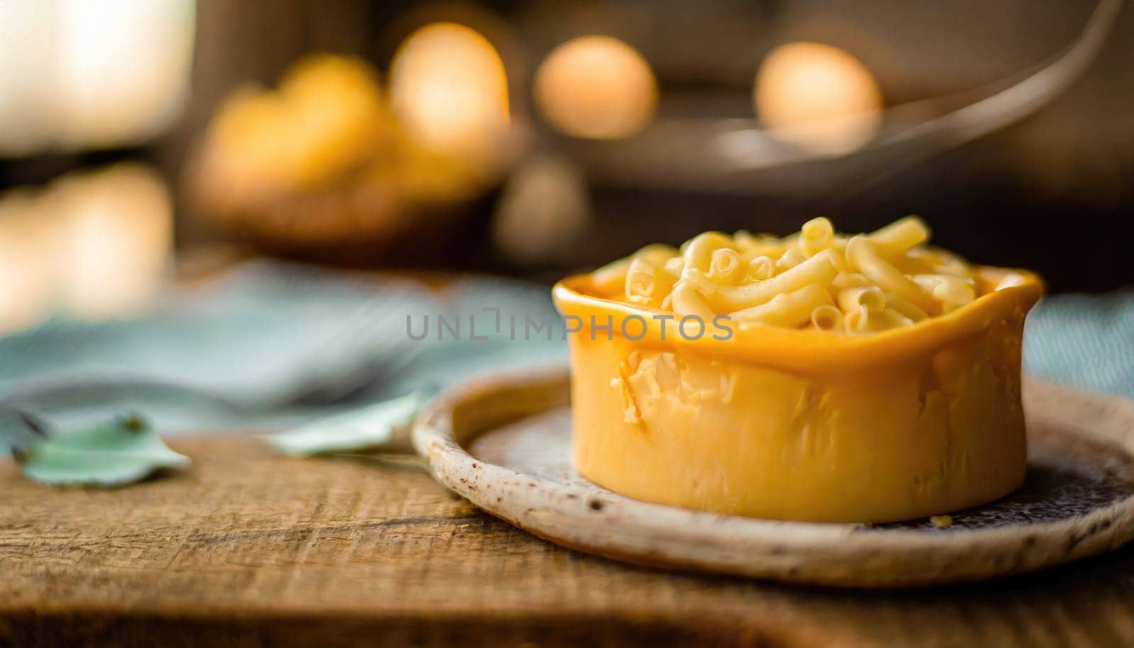 Copy Space image of warm and delicious homemade baked schotel macaroni
