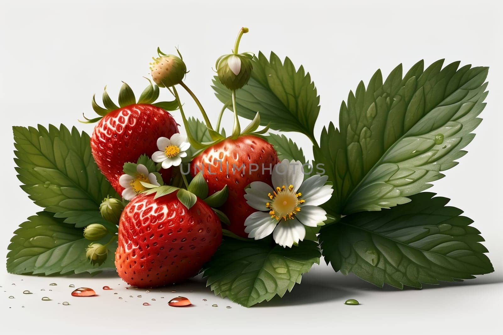 ripe red strawberries on a white background .