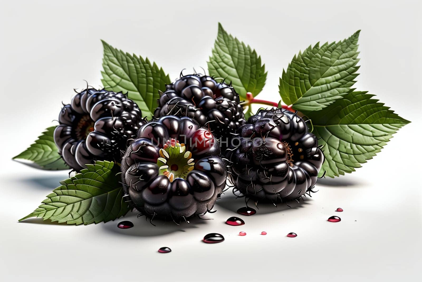 berries fresh ripe black blackberries, isolated on white background .