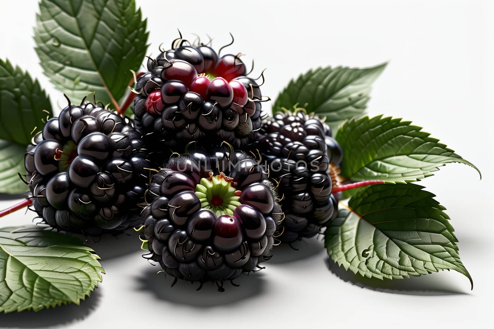 berries fresh ripe black blackberries, isolated on white background .