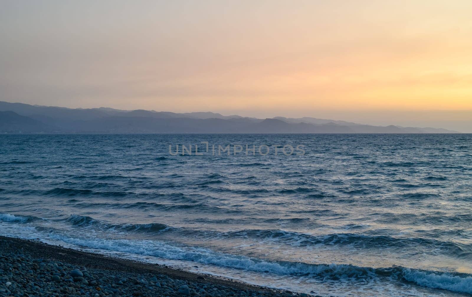 beautiful sunset light mediterranean sea cyprus