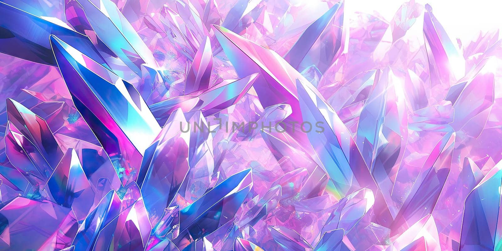 Holographic background with fairy crystal. Rainbow reflexes in pink and purple color. Abstract trendy pattern. Texture with magical effect. by Artsiom