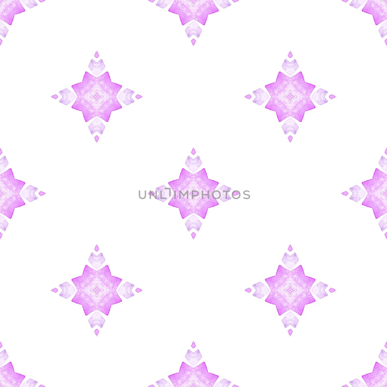 Watercolor medallion seamless border. Purple graceful boho chic summer design. Textile ready radiant print, swimwear fabric, wallpaper, wrapping. Medallion seamless pattern.