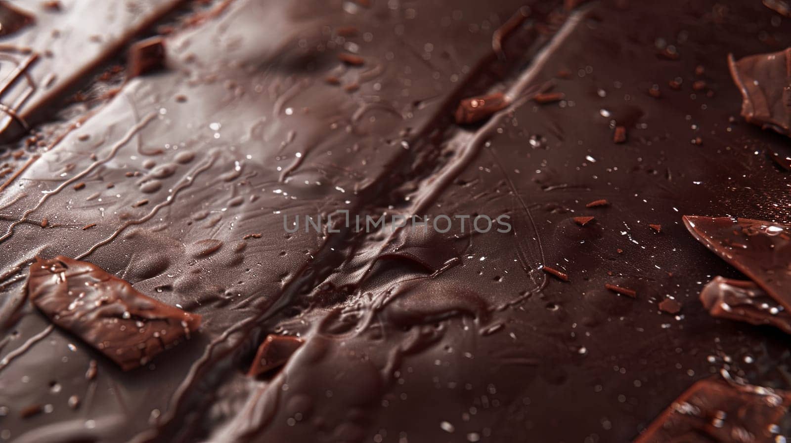Detailed close-up of a perfectly even dark chocolate bar with visible break lines.