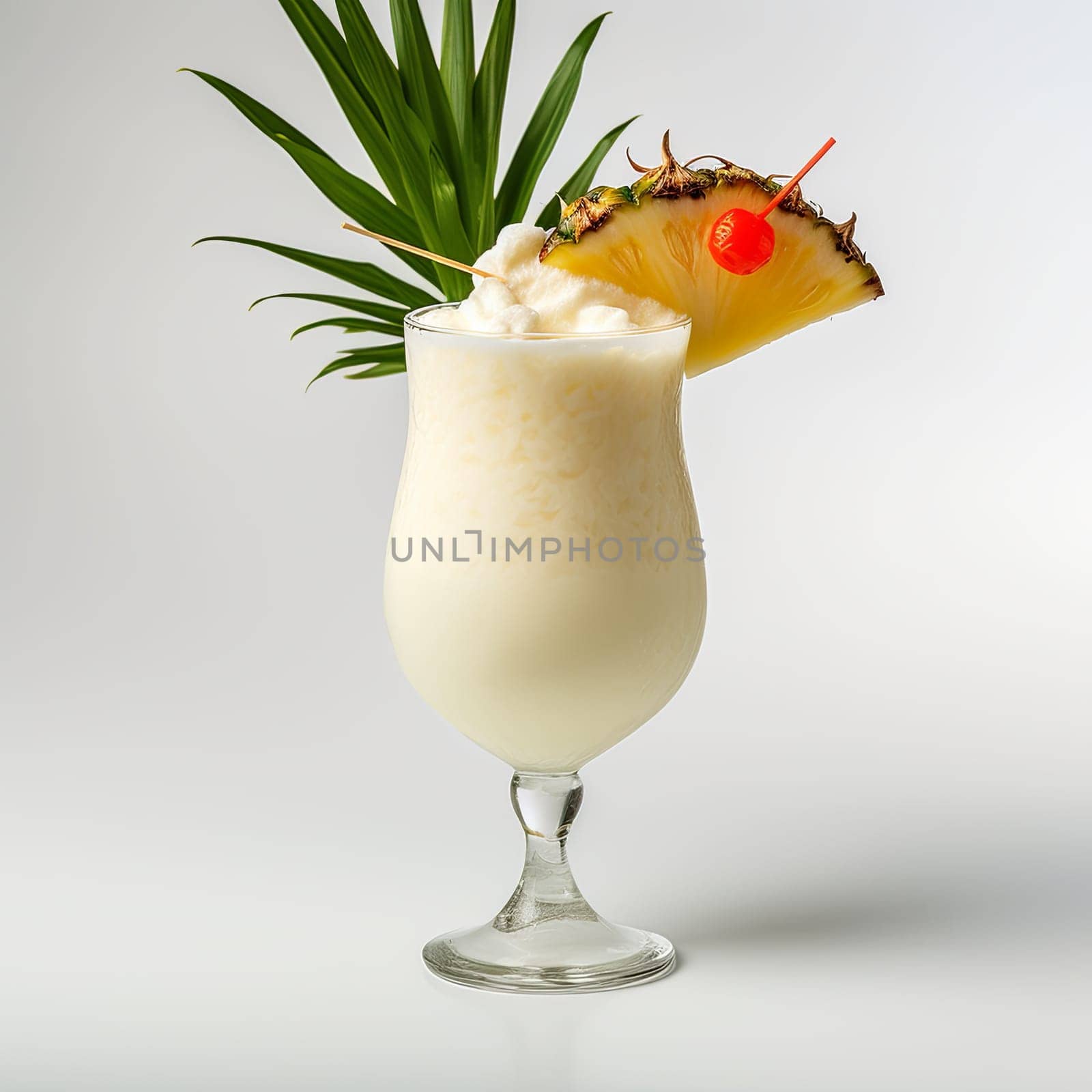 Pina Colada Cocktail Day with Pineapple. Coctail Day on White Background.