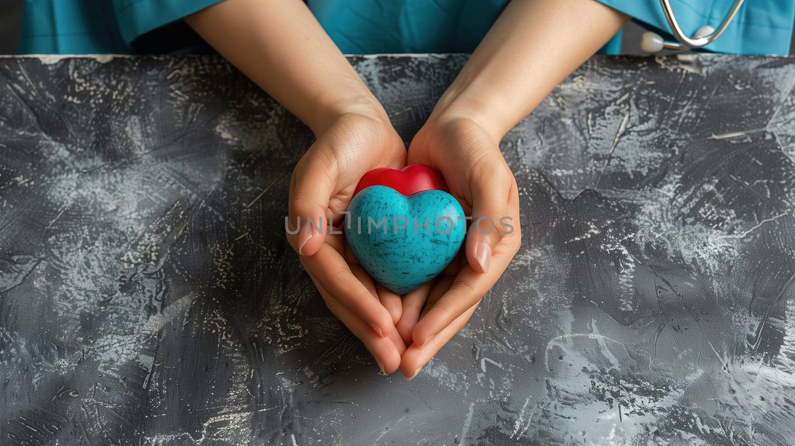 A person is shown holding a heart in their hands, with a clear focus on the hands and the heart. The hands are gently cradling the heart, symbolizing care and love.