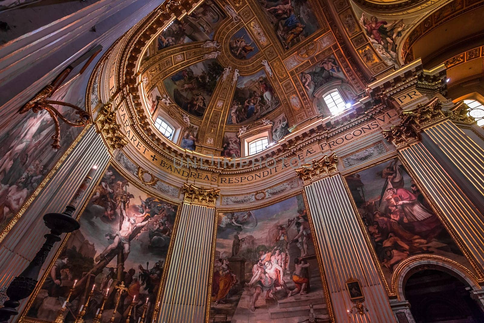 ROME, ITALY, JUNE 14, 2015 : interiors and architectural details of Sant Andrea della Valle basilica, june 14, 2015, in Rome, Italy