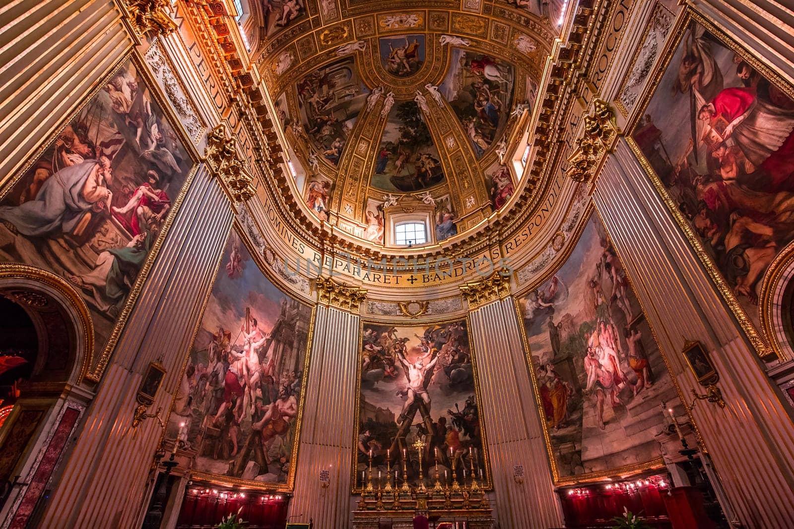 ROME, ITALY, JUNE 14, 2015 : interiors and architectural details of Sant Andrea della Valle basilica, june 14, 2015, in Rome, Italy