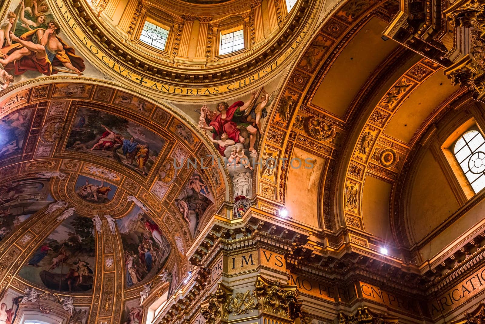 ROME, ITALY, JUNE 14, 2015 : interiors and architectural details of Sant Andrea della Valle basilica, june 14, 2015, in Rome, Italy