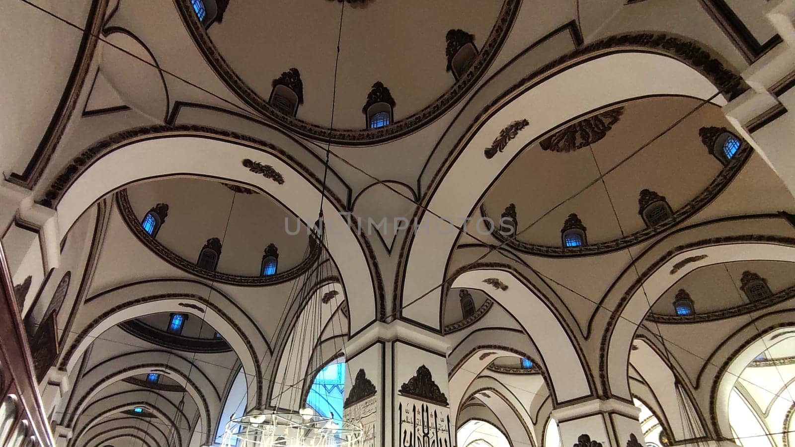 Ulukami, Great Mosque of Bursa in Turkey, view of the domes from the inside