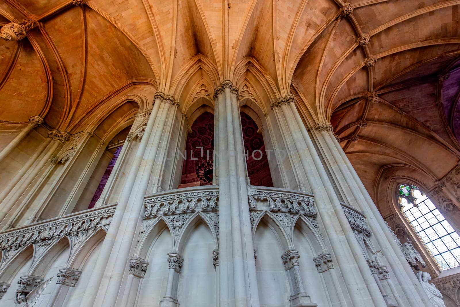 DREUX, FRANCE, MAY 15, 2024 : The Royal Chapel of Dreux, built in 19th century,  is the traditional gothic burial place of members of the House of Orleans. 