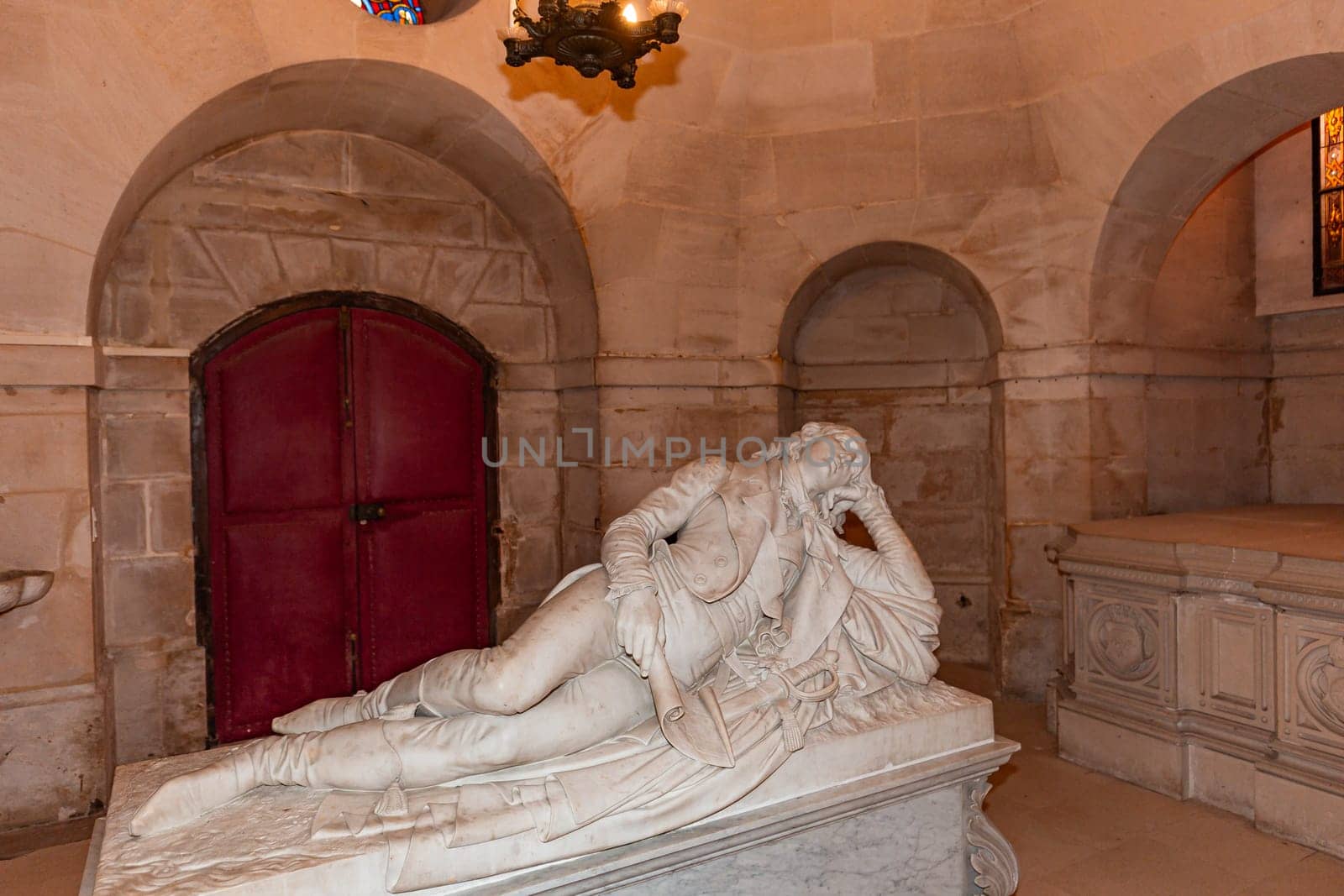 DREUX, FRANCE, MAY 15, 2024 : The Royal Chapel of Dreux, built in 19th century,  is the traditional gothic burial place of members of the House of Orleans. 