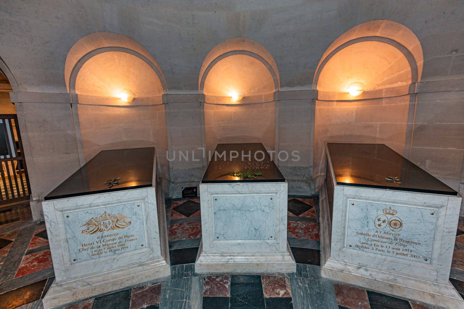 DREUX, FRANCE, MAY 15, 2024 : The Royal Chapel of Dreux, built in 19th century,  is the traditional gothic burial place of members of the House of Orleans. 