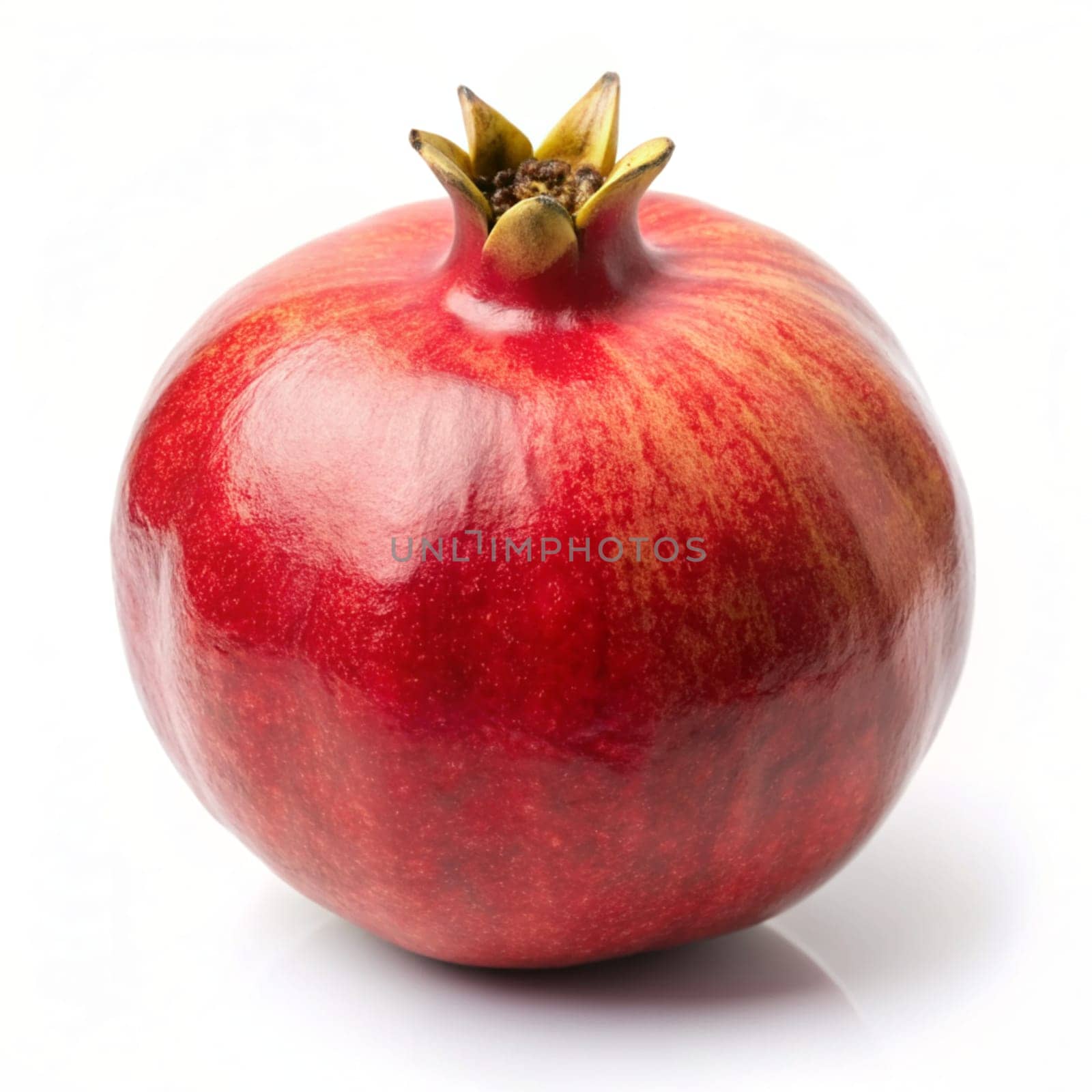 Whole pomegranate isolated on white background. Ai generated by alenamoore