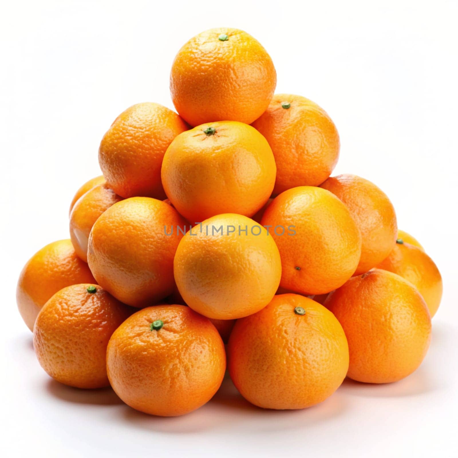 Fresh oranges on white background. Ai generated image