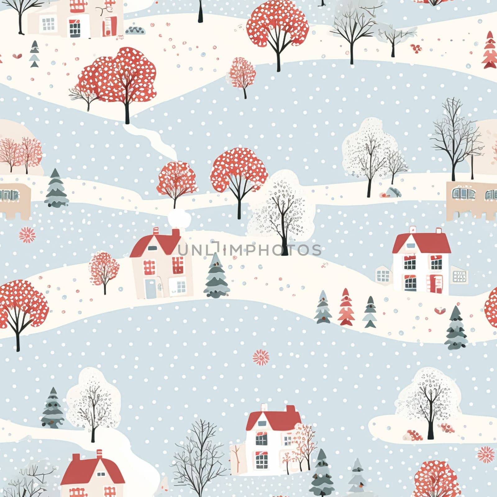 Seamless pattern, tileable Christmas holiday country dots print, English countryside cottage for wallpaper, wrapping paper, scrapbook, fabric and product design inspiration