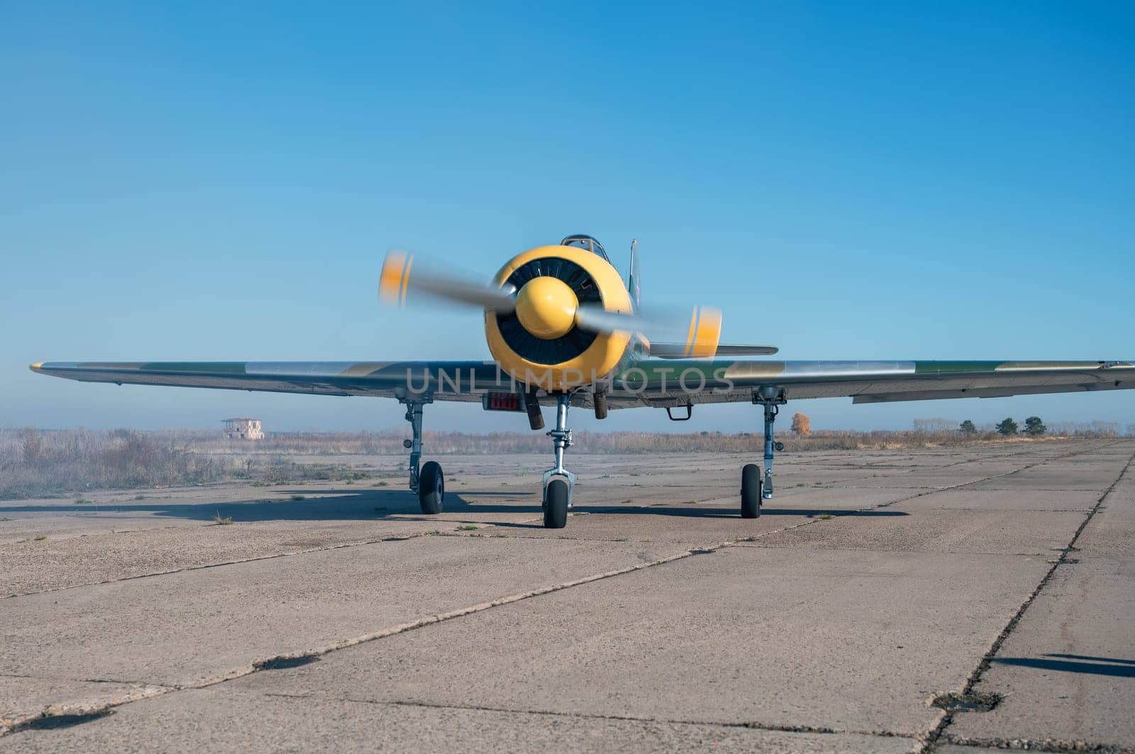 Ultralight small private aircraft airplane at the aerodrome airport