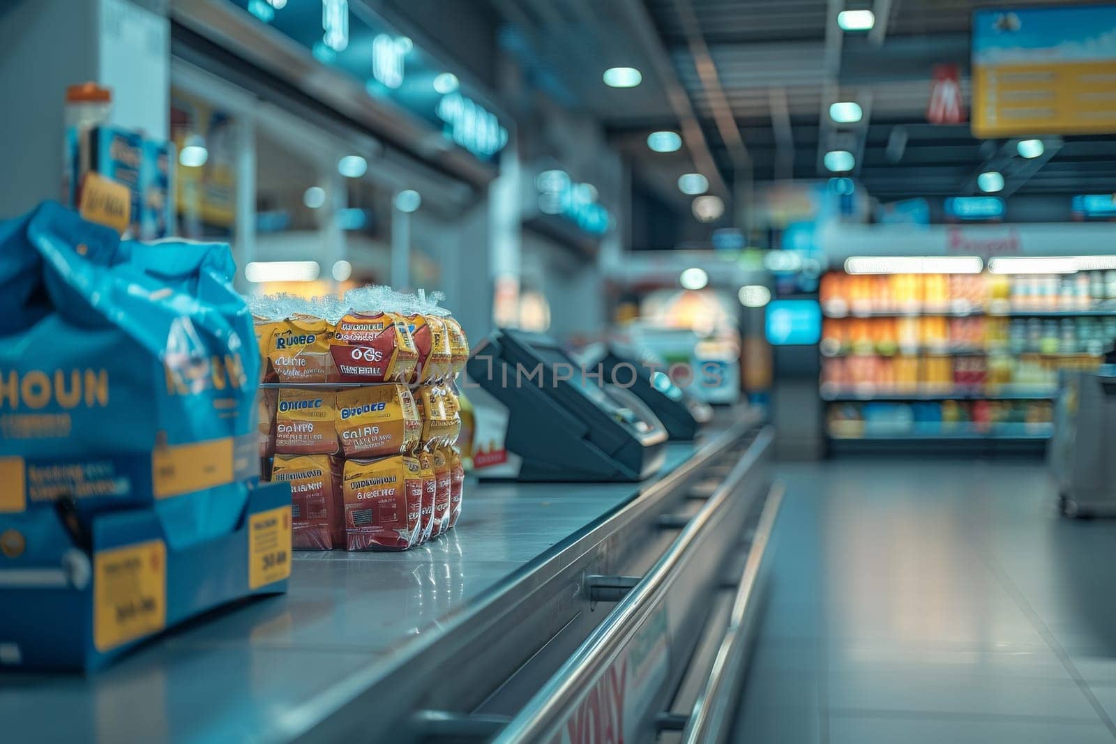 cashier machine in supermarket at shopping mall.