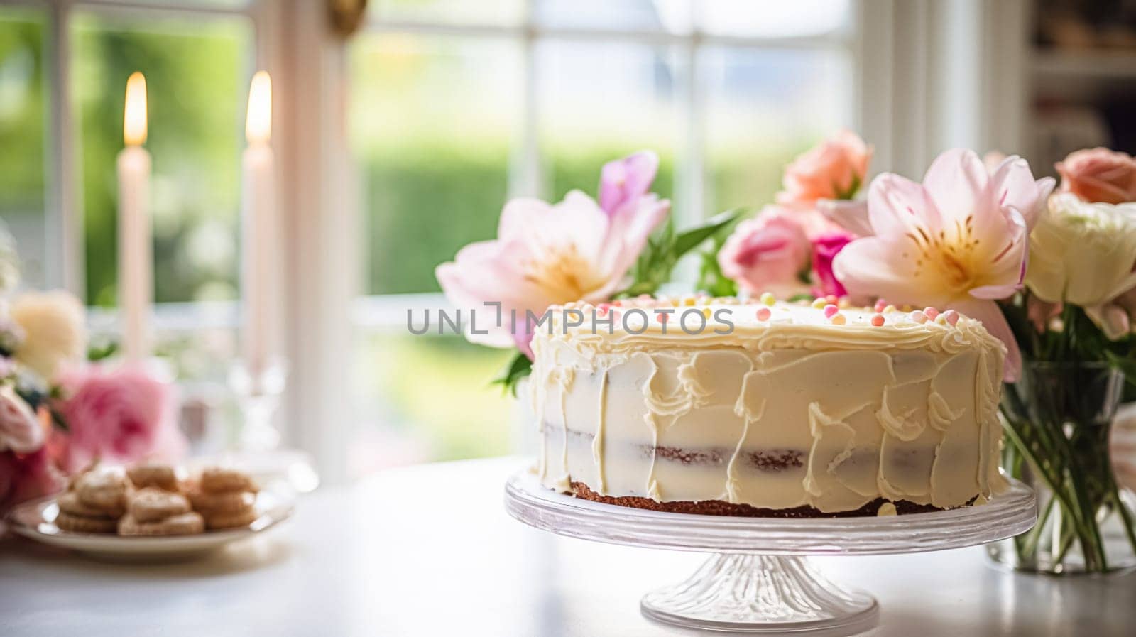 Homemade birthday cake in the English countryside house, cottage kitchen food and holiday baking recipe inspiration