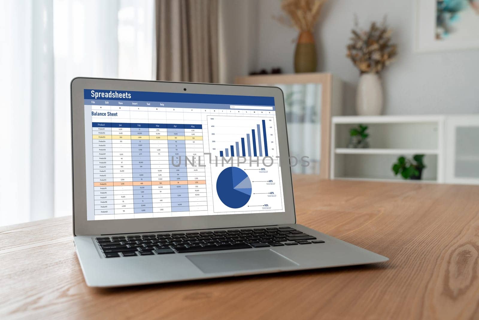 Spreadsheet document information financial startup concept. data and graphs in spreadsheet documents for online analysis project dashboard accounting digital snugly