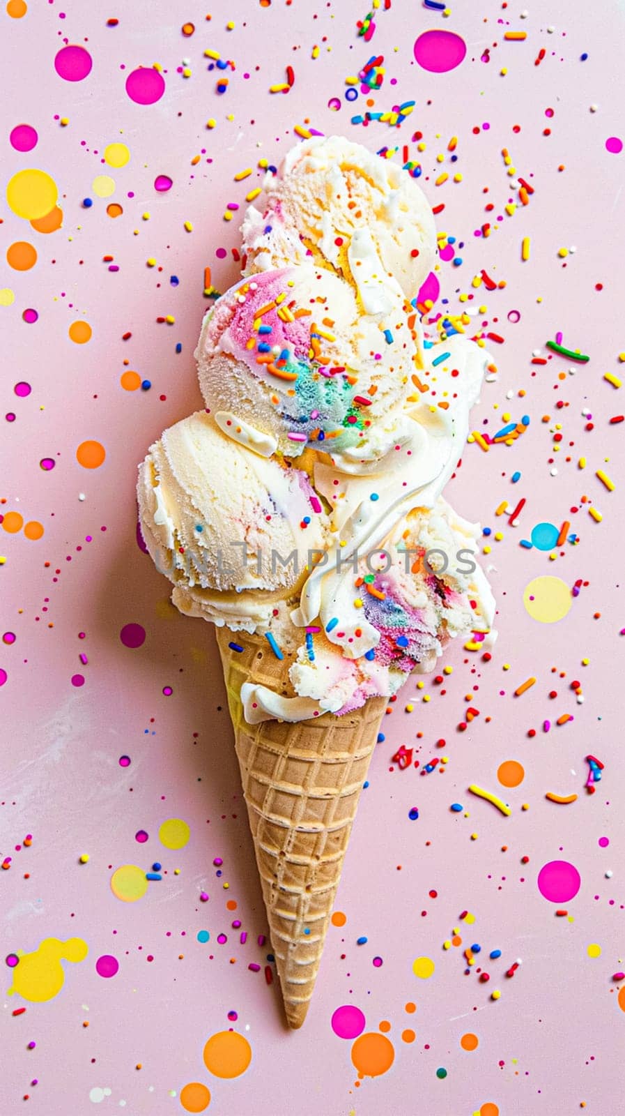 Ice cream colourful summer treat, sweet dessert in summertime, holiday food idea