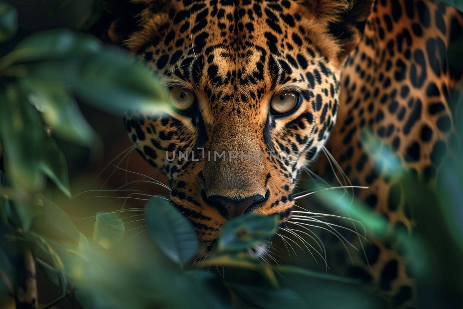 A close view of a leopard perched in a tree, observing its surroundings with a focused gaze.