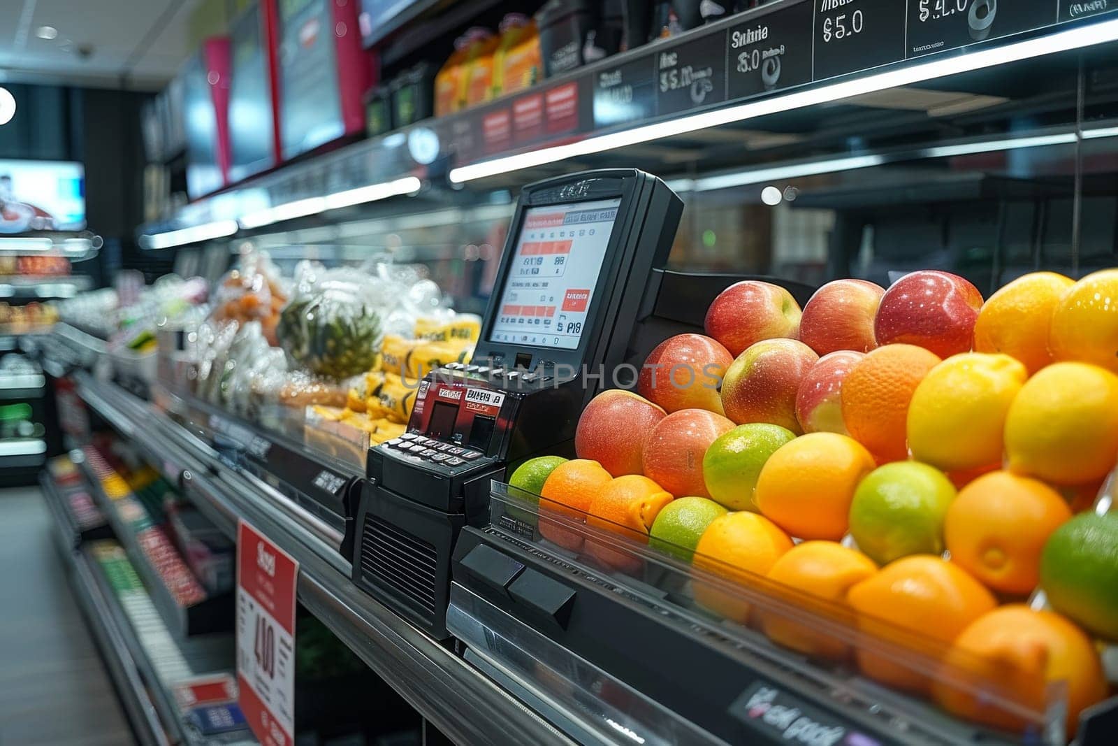 cashier machine in supermarket at shopping mall.