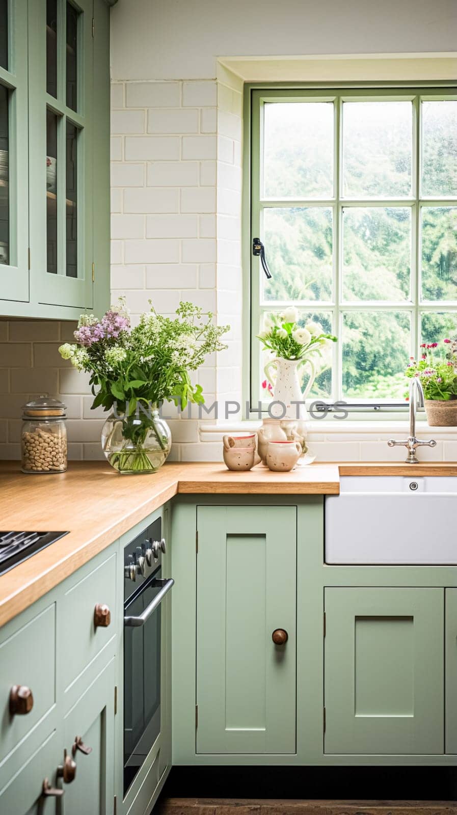 Mint cottage kitchen interior design, home decor and house improvement, English in frame kitchen cabinets in a country house interiors
