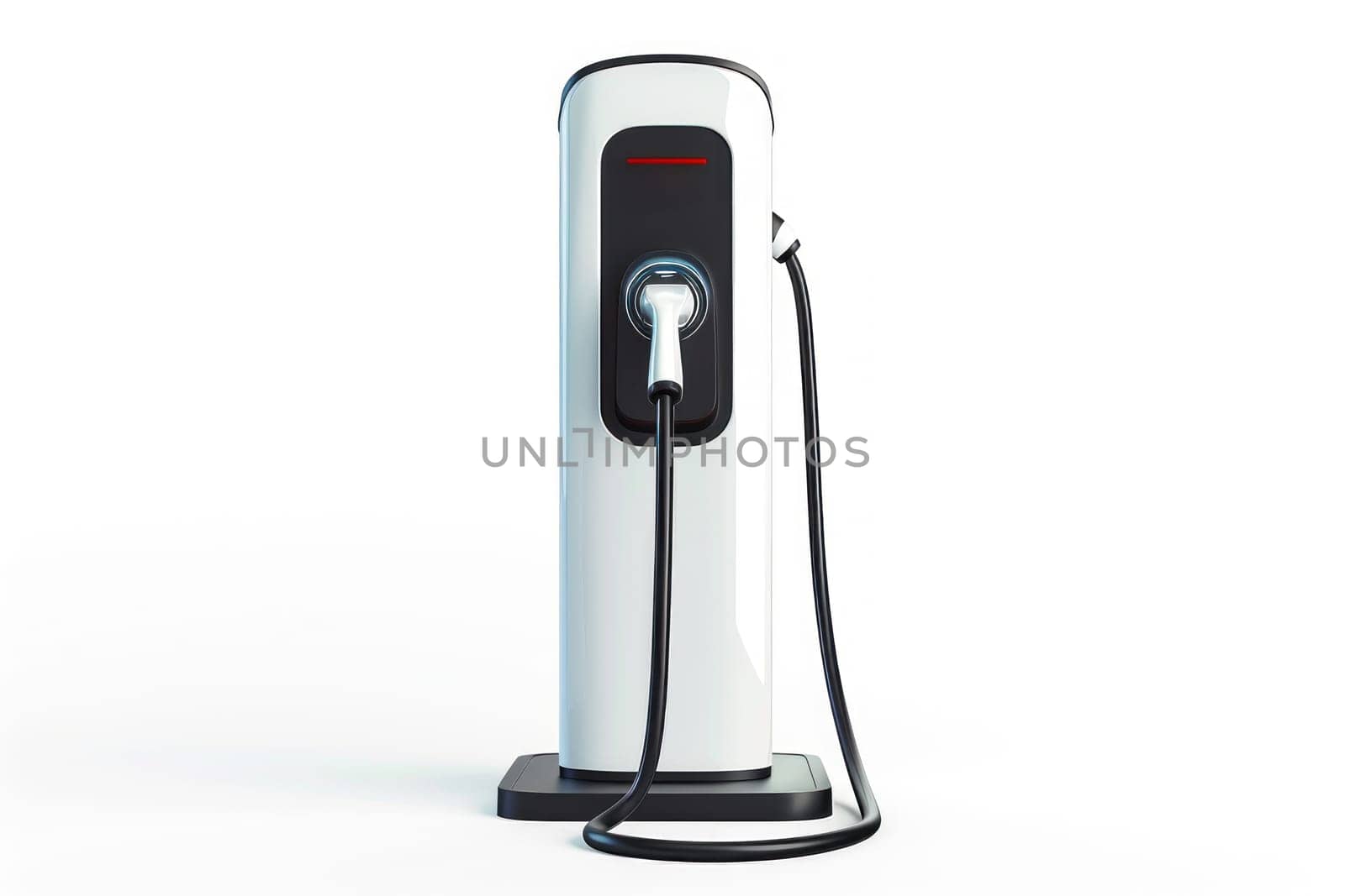 Electric Car Charging Station Isolated on White Background Concept Clean Energy Technology.