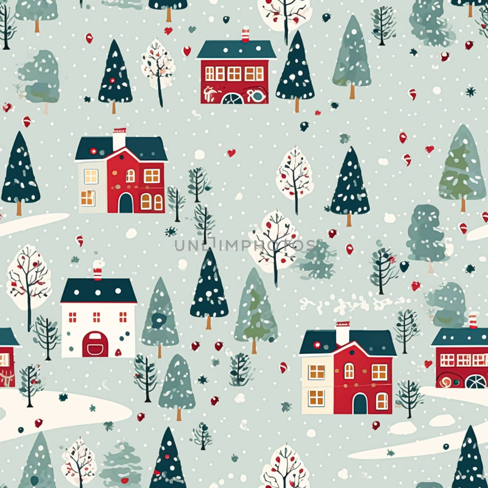 Seamless pattern, tileable Christmas holiday country dots print, English countryside cottage for wallpaper, wrapping paper, scrapbook, fabric and product design inspiration