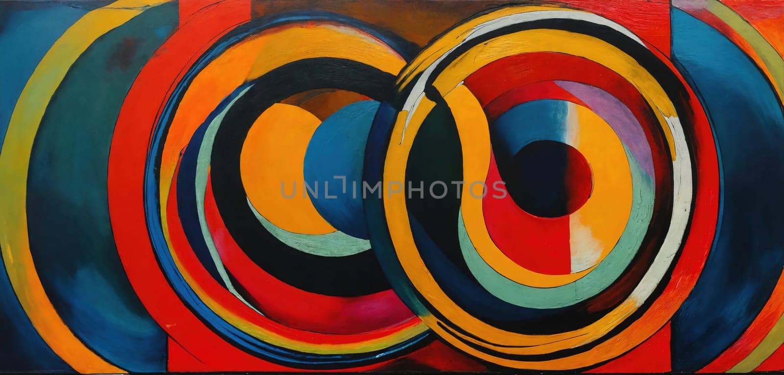 Abstract painting with circles. Oil. Generative AI. High quality photo