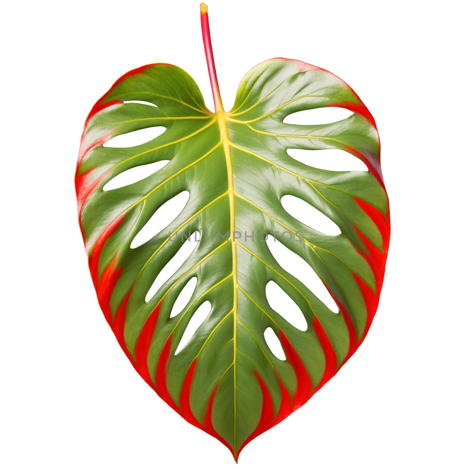 Philodendron leaf large lobed leaf with velvet texture and red undersides Philodendron gloriosum by Matiunina