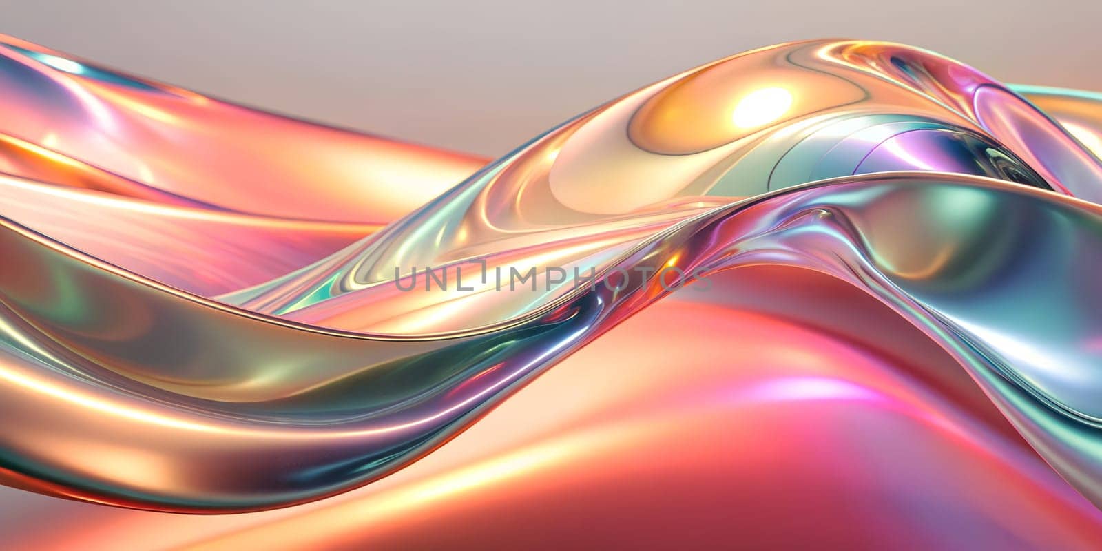 Futuristic holographic abstract horizontal background, smooth flowing shapes, AI generated. by Margo