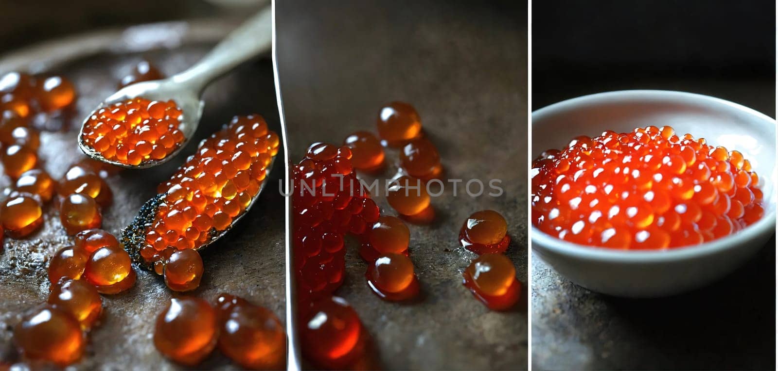 Red salmon caviar. Generative AI. High quality photo