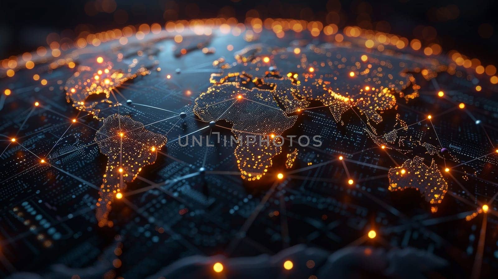 Vast digital network connecting data points across the globe. ai generative.