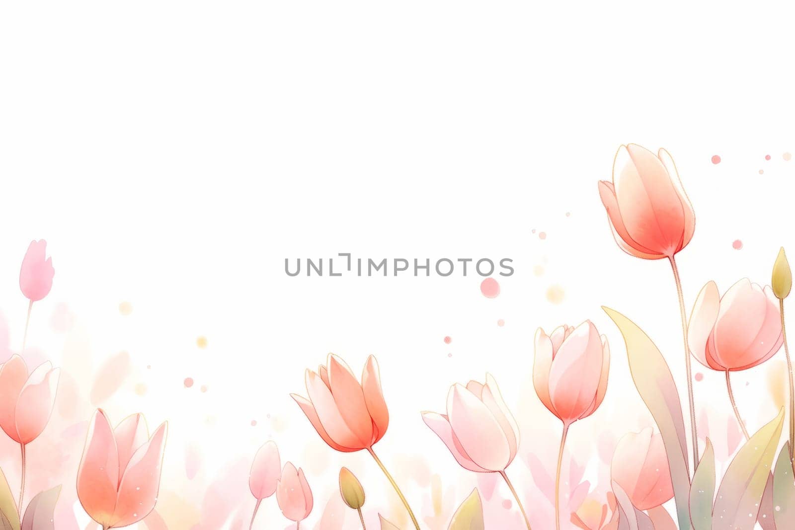 Tulips flower hand painted watercolor illustration. by Artsiom